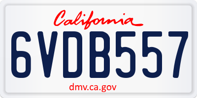 CA license plate 6VDB557