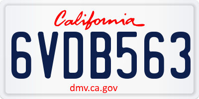 CA license plate 6VDB563