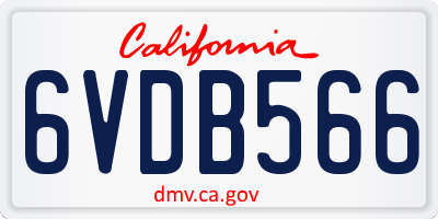 CA license plate 6VDB566