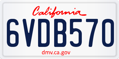 CA license plate 6VDB570