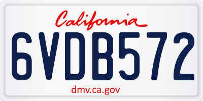 CA license plate 6VDB572