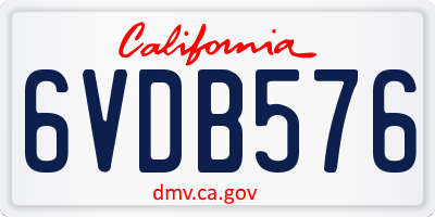 CA license plate 6VDB576