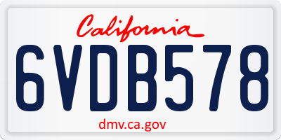 CA license plate 6VDB578
