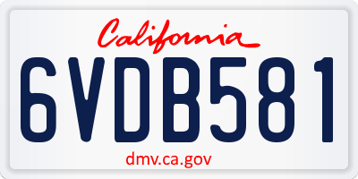 CA license plate 6VDB581