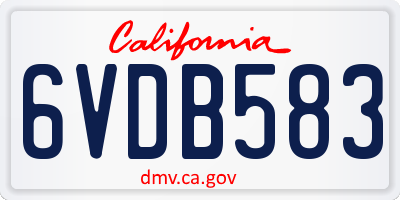 CA license plate 6VDB583