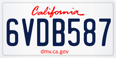 CA license plate 6VDB587