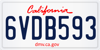 CA license plate 6VDB593