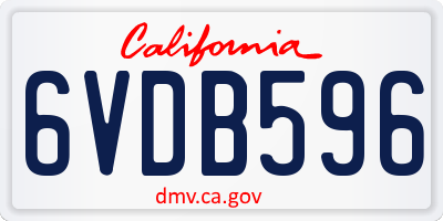 CA license plate 6VDB596