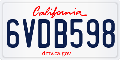 CA license plate 6VDB598