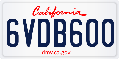 CA license plate 6VDB600