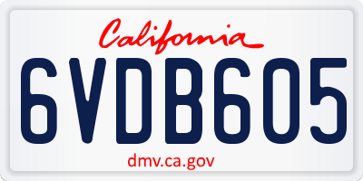 CA license plate 6VDB605