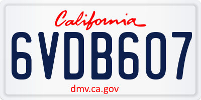 CA license plate 6VDB607