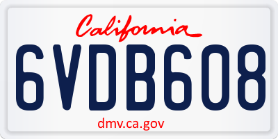 CA license plate 6VDB608