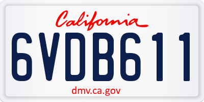 CA license plate 6VDB611