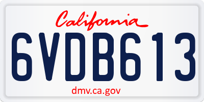 CA license plate 6VDB613