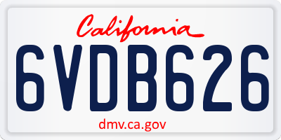 CA license plate 6VDB626