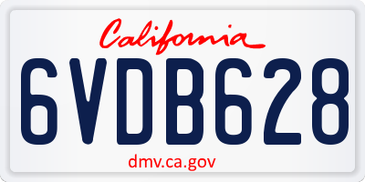 CA license plate 6VDB628