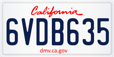 CA license plate 6VDB635