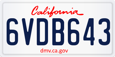 CA license plate 6VDB643
