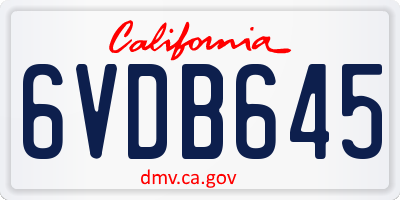 CA license plate 6VDB645
