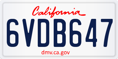 CA license plate 6VDB647