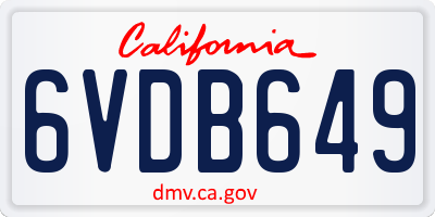 CA license plate 6VDB649