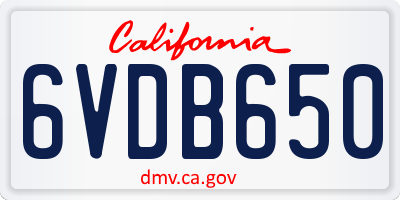 CA license plate 6VDB650