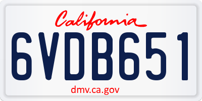 CA license plate 6VDB651