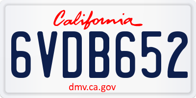 CA license plate 6VDB652
