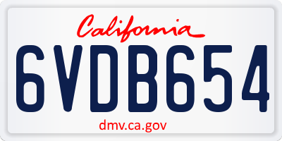 CA license plate 6VDB654
