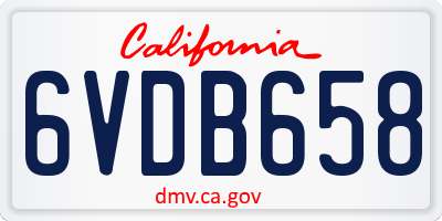 CA license plate 6VDB658