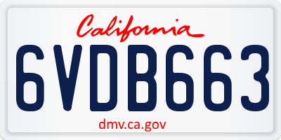 CA license plate 6VDB663