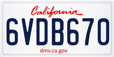 CA license plate 6VDB670