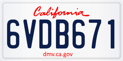 CA license plate 6VDB671