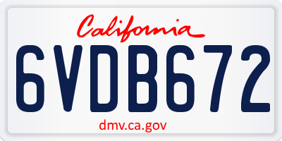 CA license plate 6VDB672