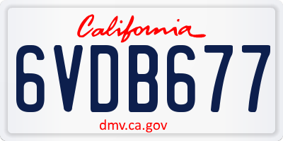 CA license plate 6VDB677