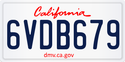 CA license plate 6VDB679