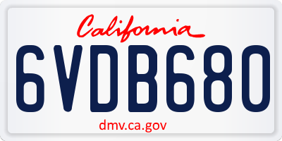 CA license plate 6VDB680