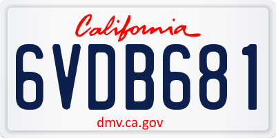 CA license plate 6VDB681