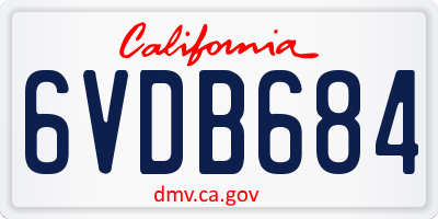 CA license plate 6VDB684