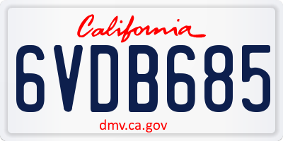 CA license plate 6VDB685