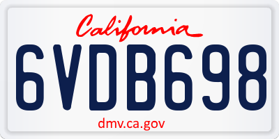 CA license plate 6VDB698