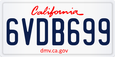 CA license plate 6VDB699