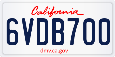 CA license plate 6VDB700