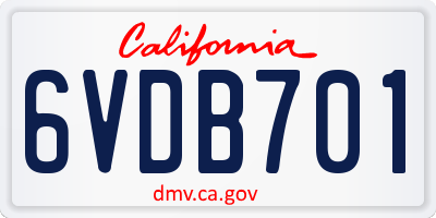 CA license plate 6VDB701