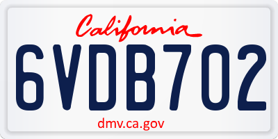 CA license plate 6VDB702
