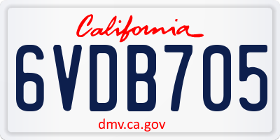 CA license plate 6VDB705