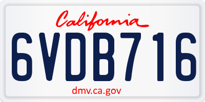 CA license plate 6VDB716