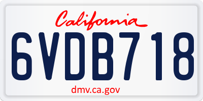 CA license plate 6VDB718