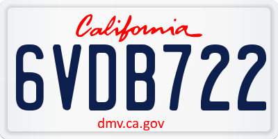 CA license plate 6VDB722